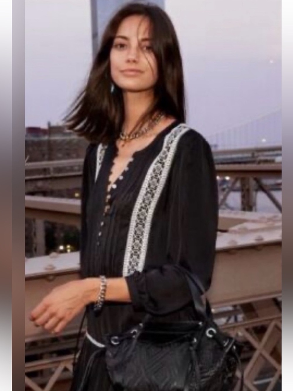 NWT REBECCA MINKOFF ESME BOHO SATIN LONG SLEEVE DRESS SMALL
